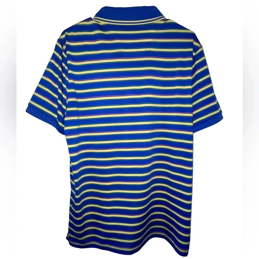 Tailorbyrd Sport Striped Short Sleeve Golf Polo Size Small Blue Yellow Sporty - Picture 2 of 7